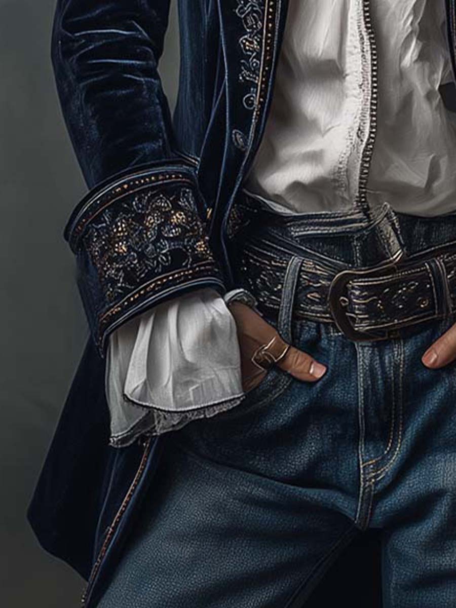 Lynnea | Vintage Navy Embroidered Jacket