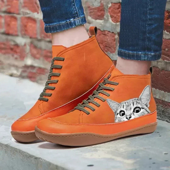 Fenna | Cat Print Leather Ankle Boots