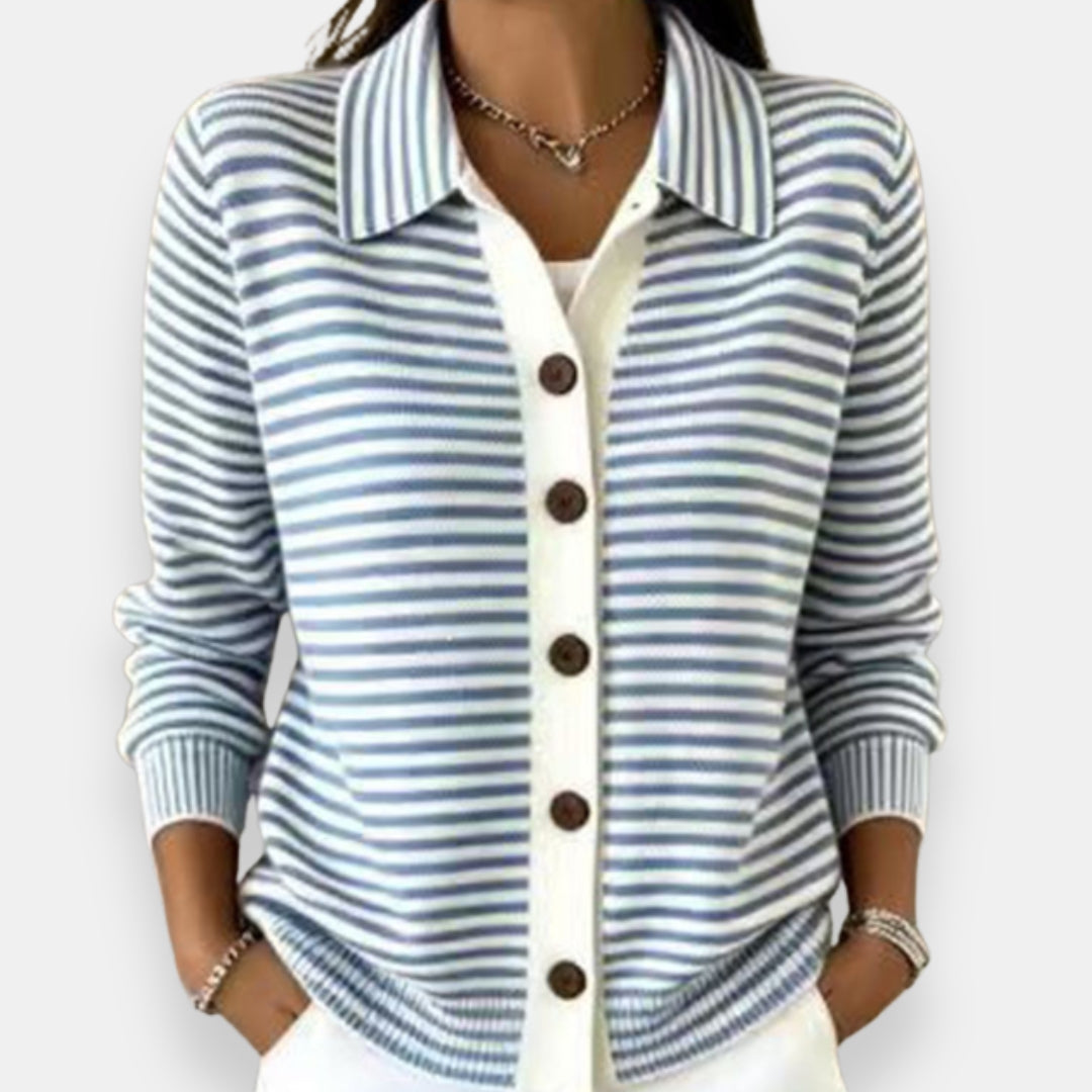 Meredith | Striped Button Cardigan