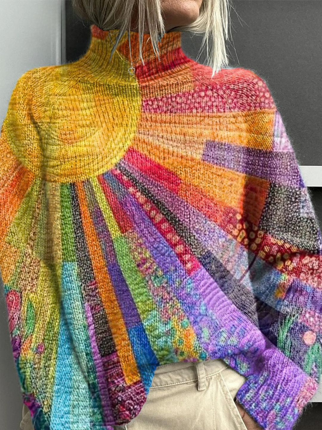 Erla | Artful Sunburst Turtleneck