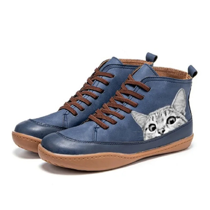 Fenna | Cat Print Leather Ankle Boots