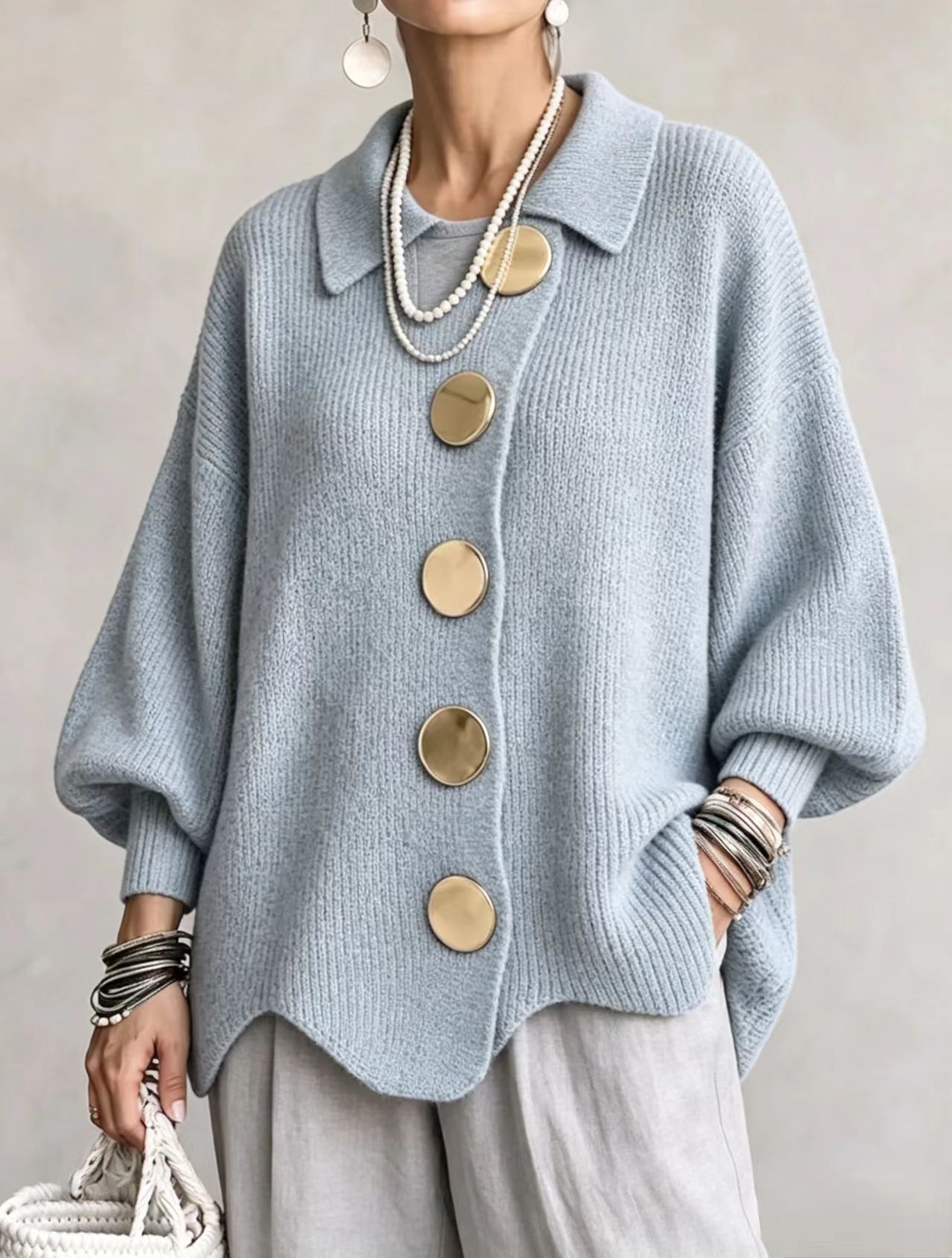 Iselyn | Oversized Collared Cardigan