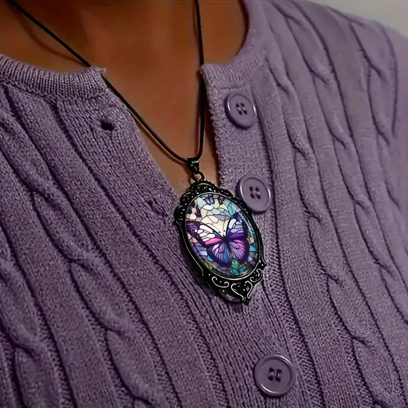 Ryleigh | Purple Crystal Butterfly Necklace