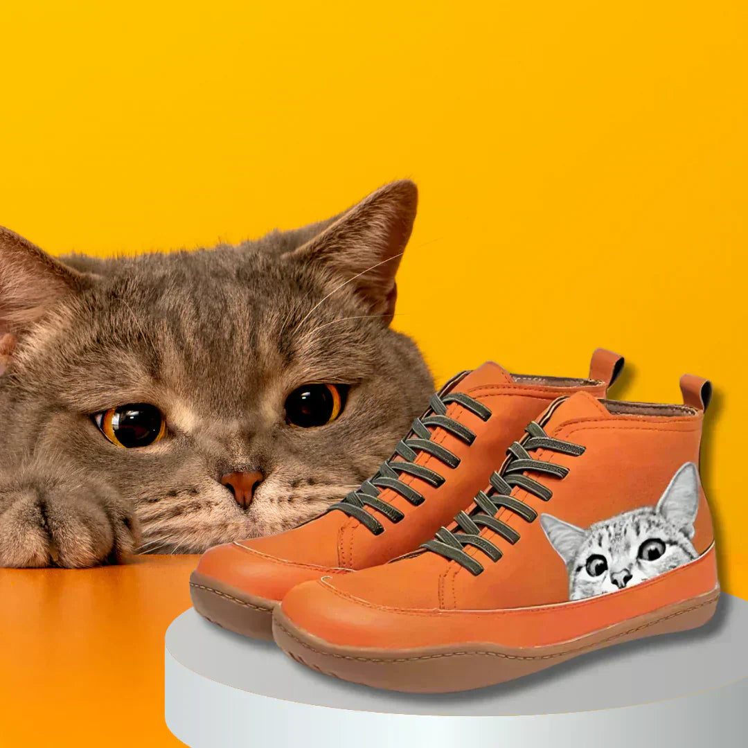 Fenna | Cat Print Leather Ankle Boots