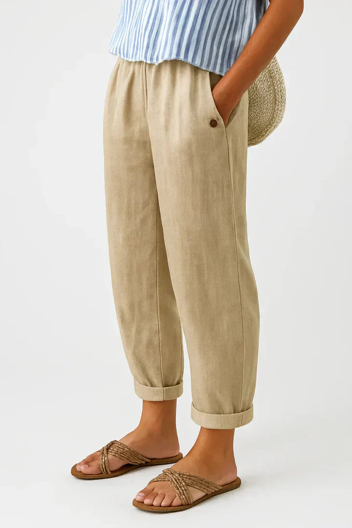 Edith | Breathable Linen-Cotton Trousers