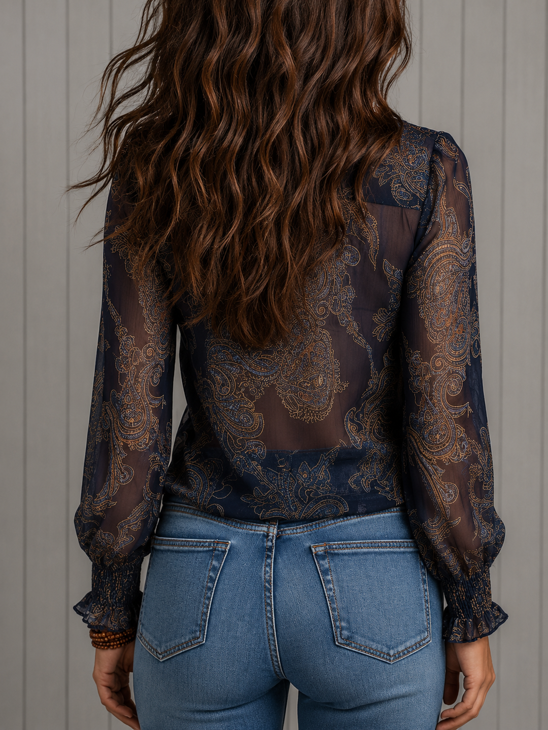 Mallory | Baroque Paisley Ruffle Blouse