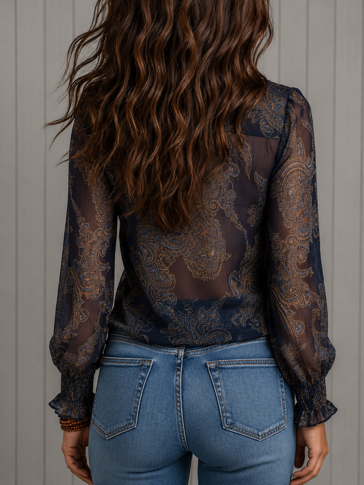Mallory | Baroque Paisley Ruffle Blouse