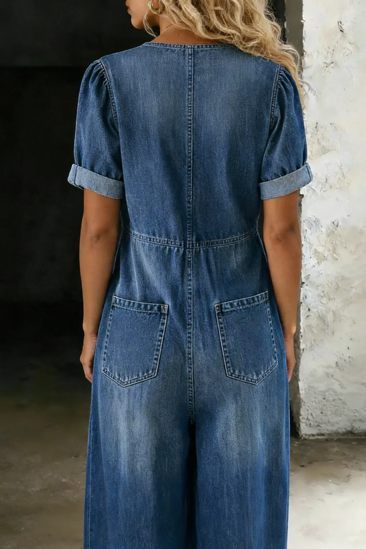 Maya | Relaxed Tie-Front Denim Jumpsuit