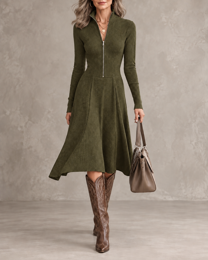 Orfina | Zippered Long Sleeve Dress