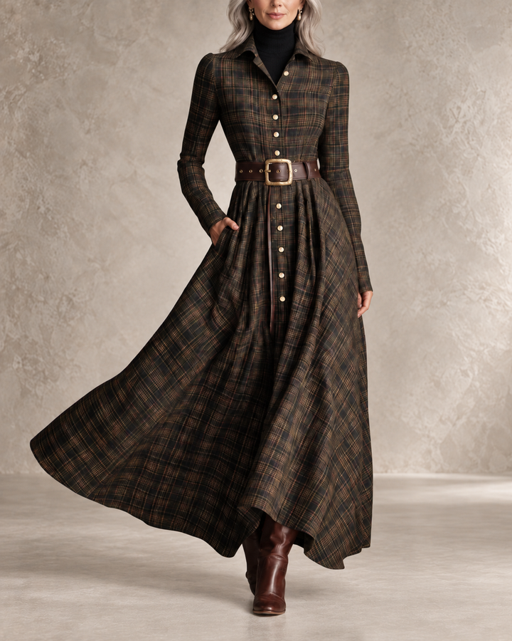 Alyssa | Vintage Plaid Maxi Dress