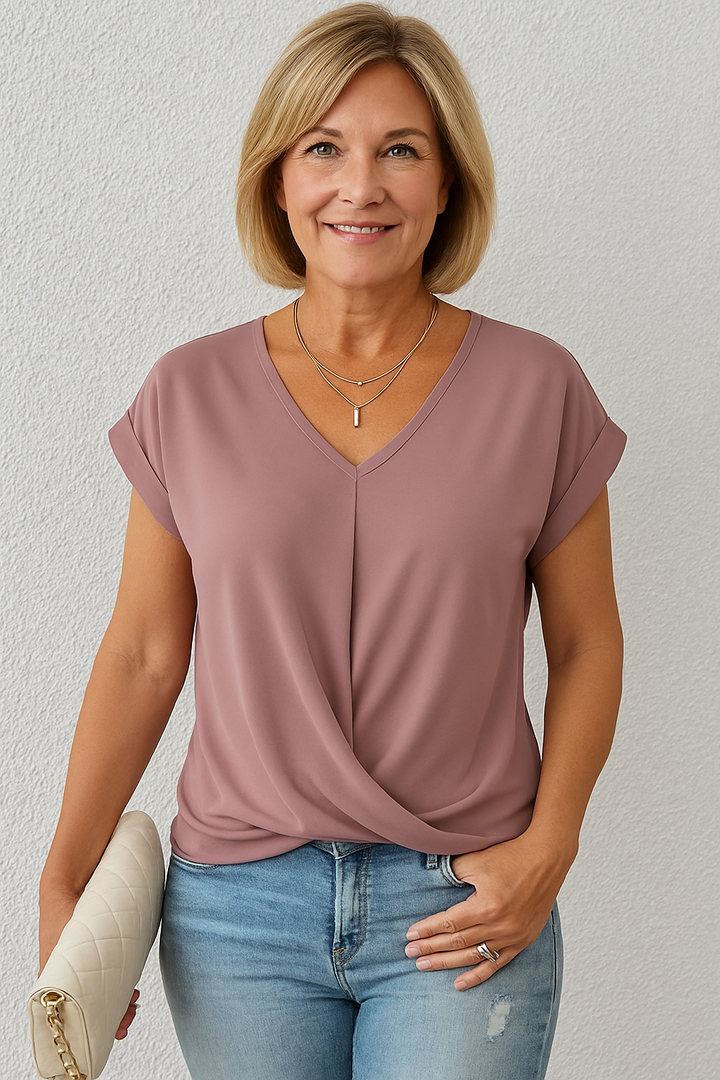Liana | Soft Drape Twist-Front Top - Flattering, Comfortable & Elegant