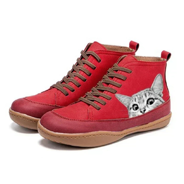 Fenna | Cat Print Leather Ankle Boots