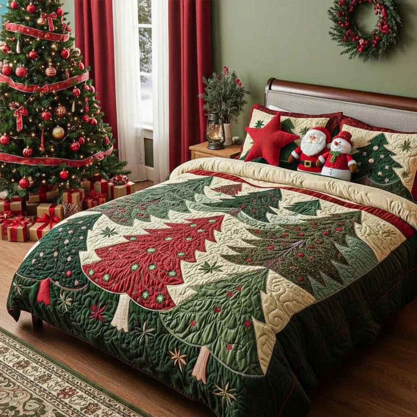 3-piece quilted bedding set - Golden Harmony