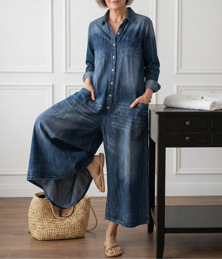 Harper | Relaxed Wide-Leg Denim Jumpsuit