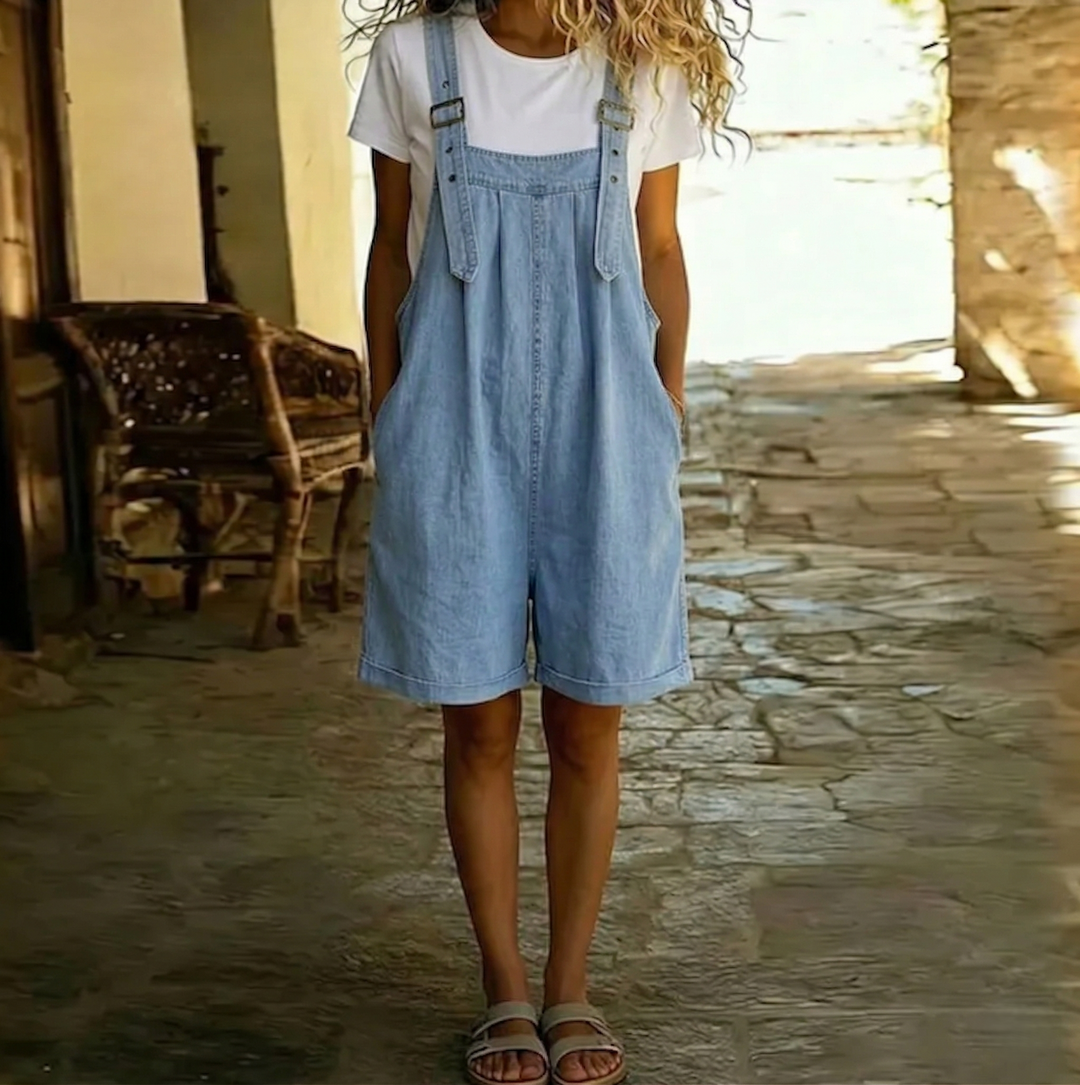 Harlow | Relaxed Denim Short Overalls