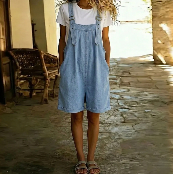 Harlow | Relaxed Denim Short Overalls
