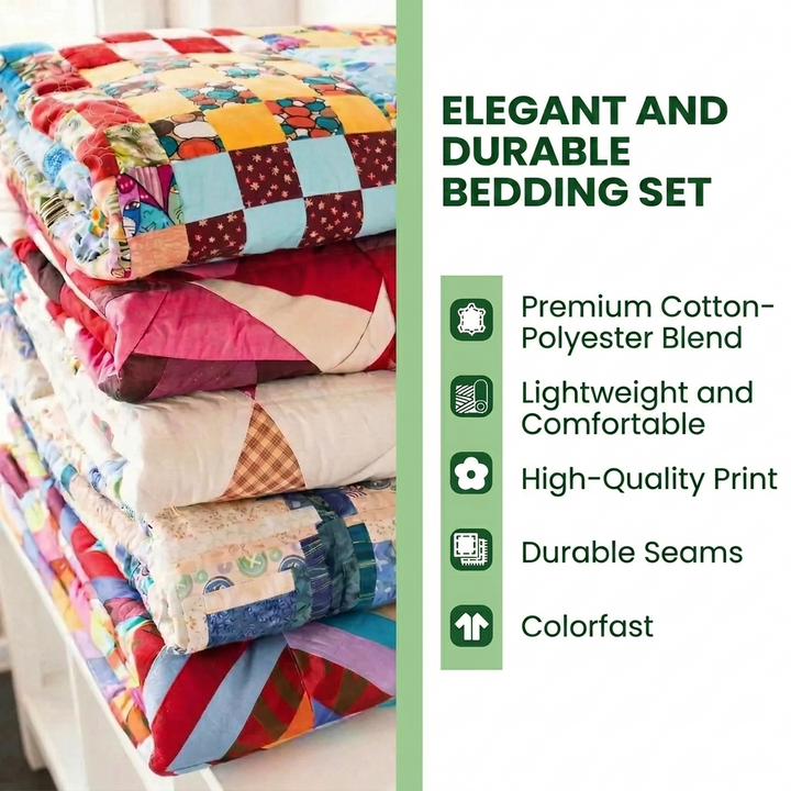 3-Piece Quilted Bedding Set - Sunset Over Cacti