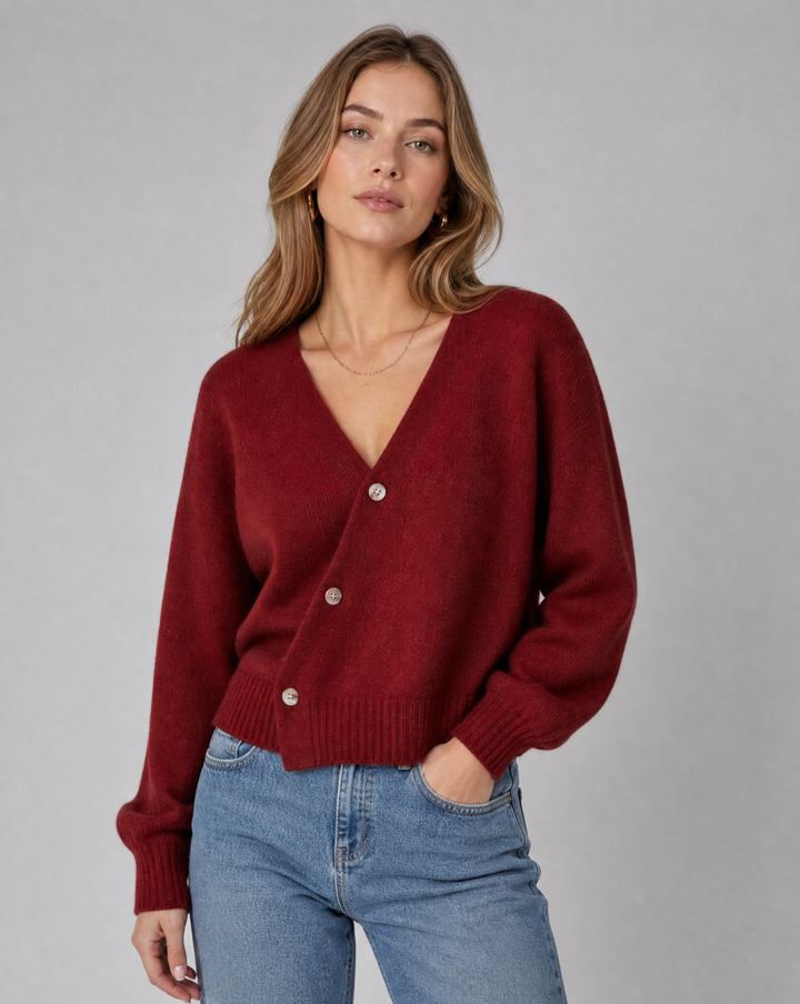 Aleta | Cross-Button V-Neck Cardigan