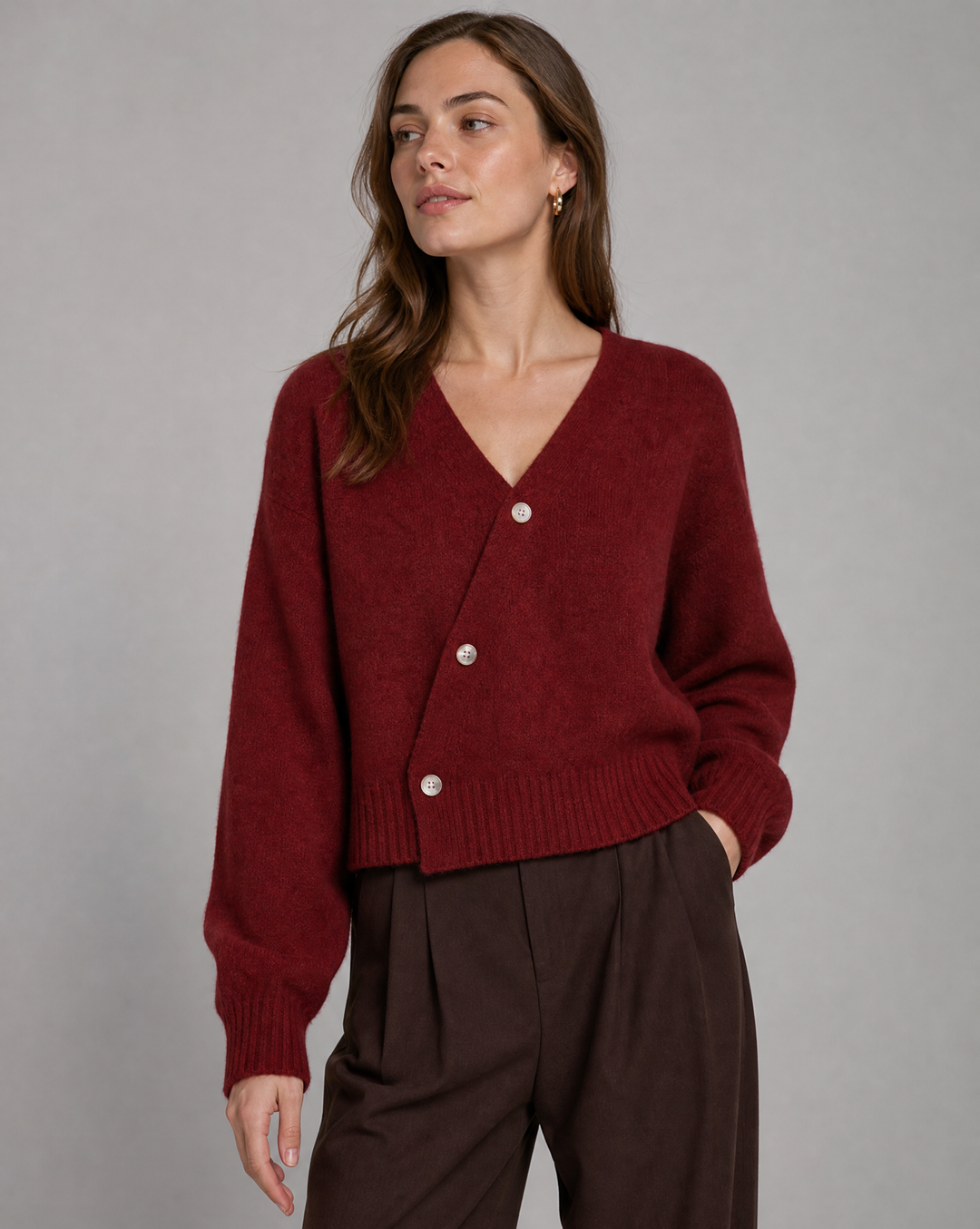 Aleta | Cross-Button V-Neck Cardigan