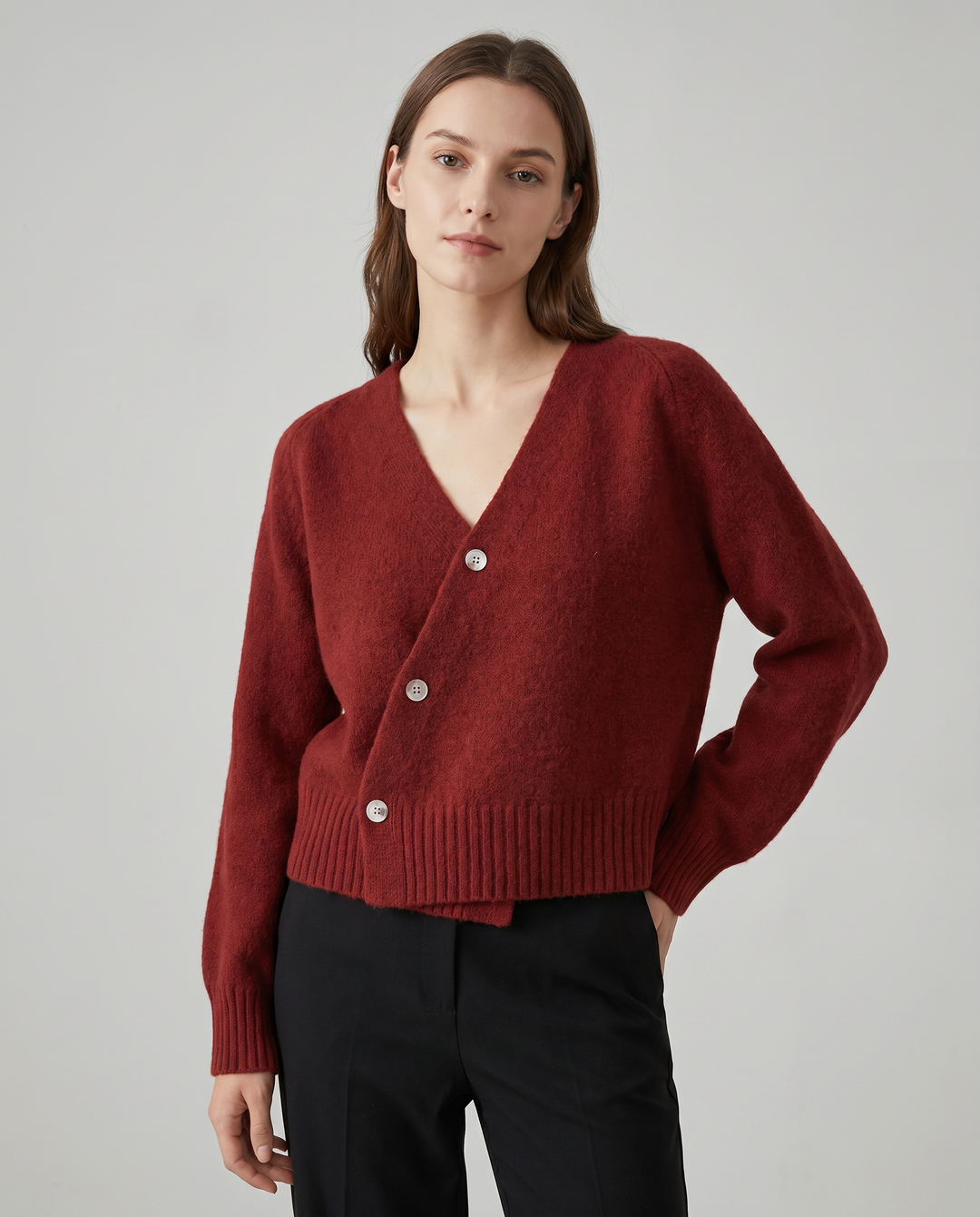 Aleta | Cross-Button V-Neck Cardigan