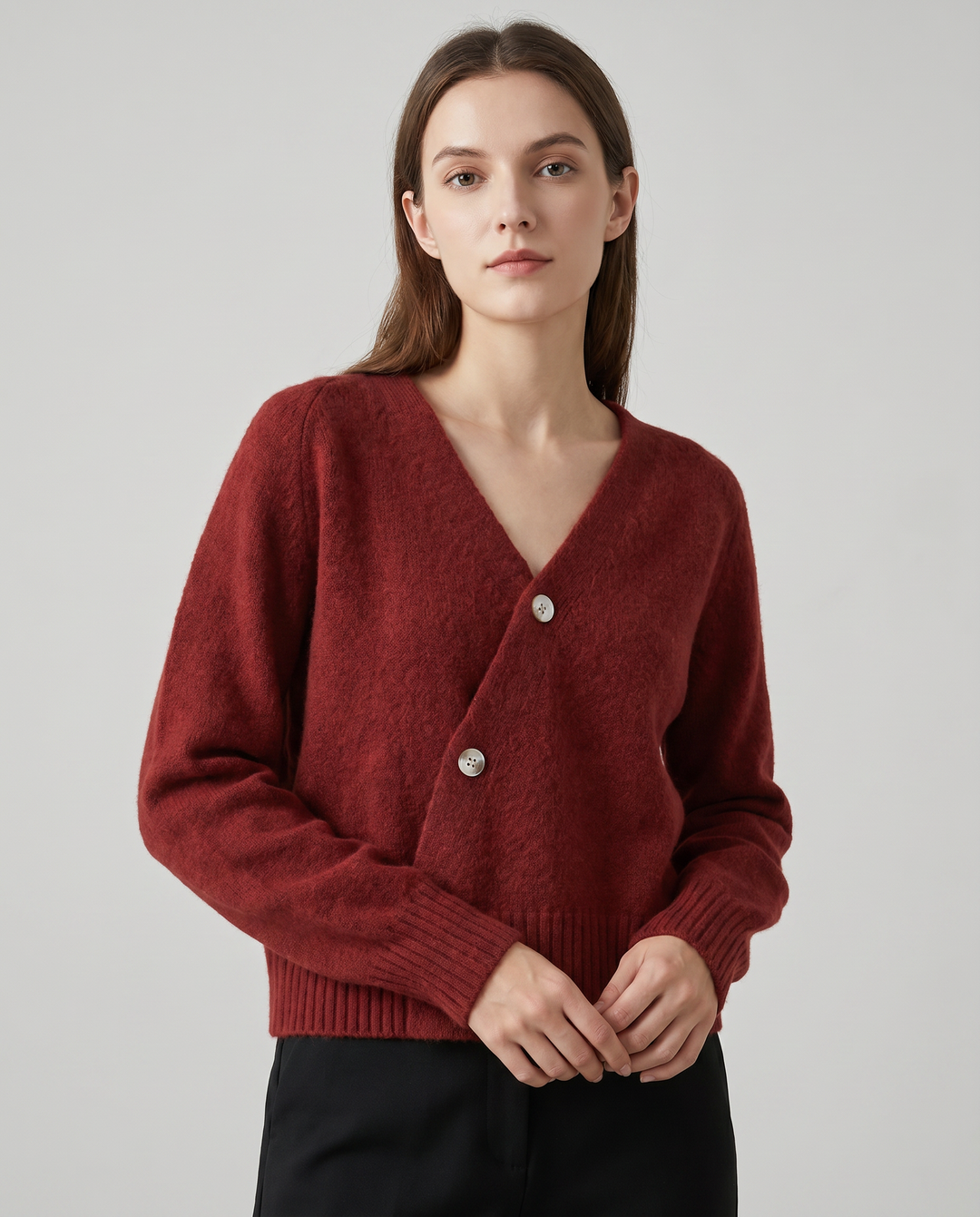 Aleta | Cross-Button V-Neck Cardigan