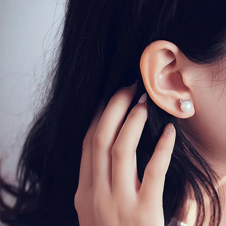 Nadya | Sterling Silver Cat Earrings