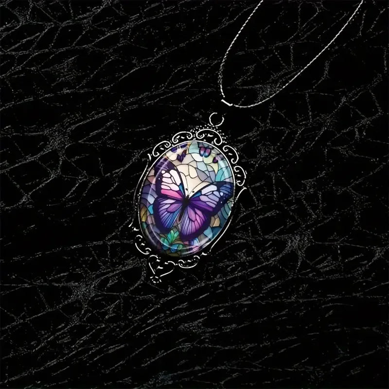 Ryleigh | Purple Crystal Butterfly Necklace