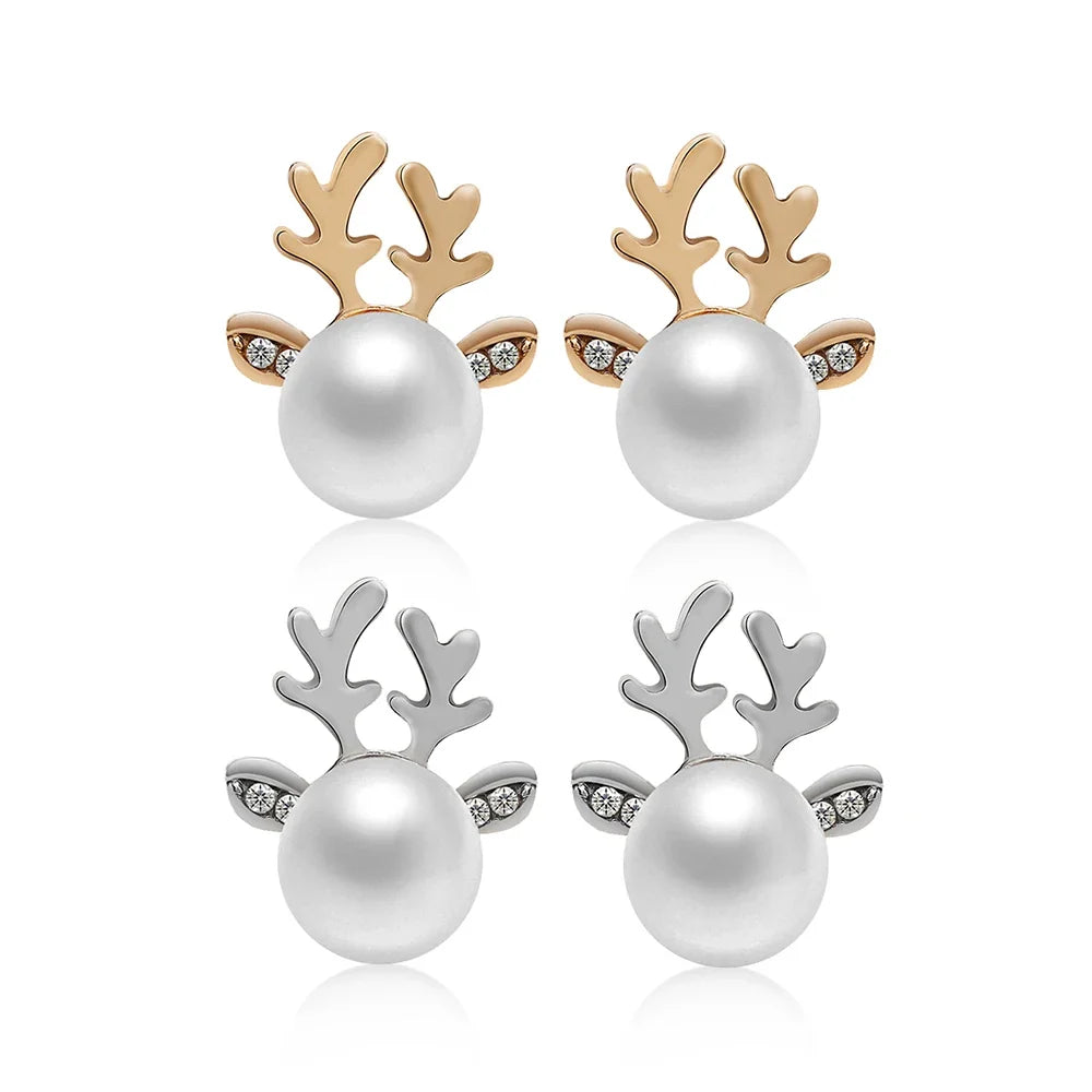 Devon | Pearl Reindeer Earrings
