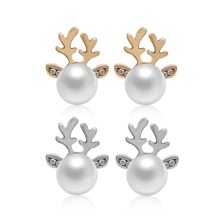 Devon | Pearl Reindeer Earrings