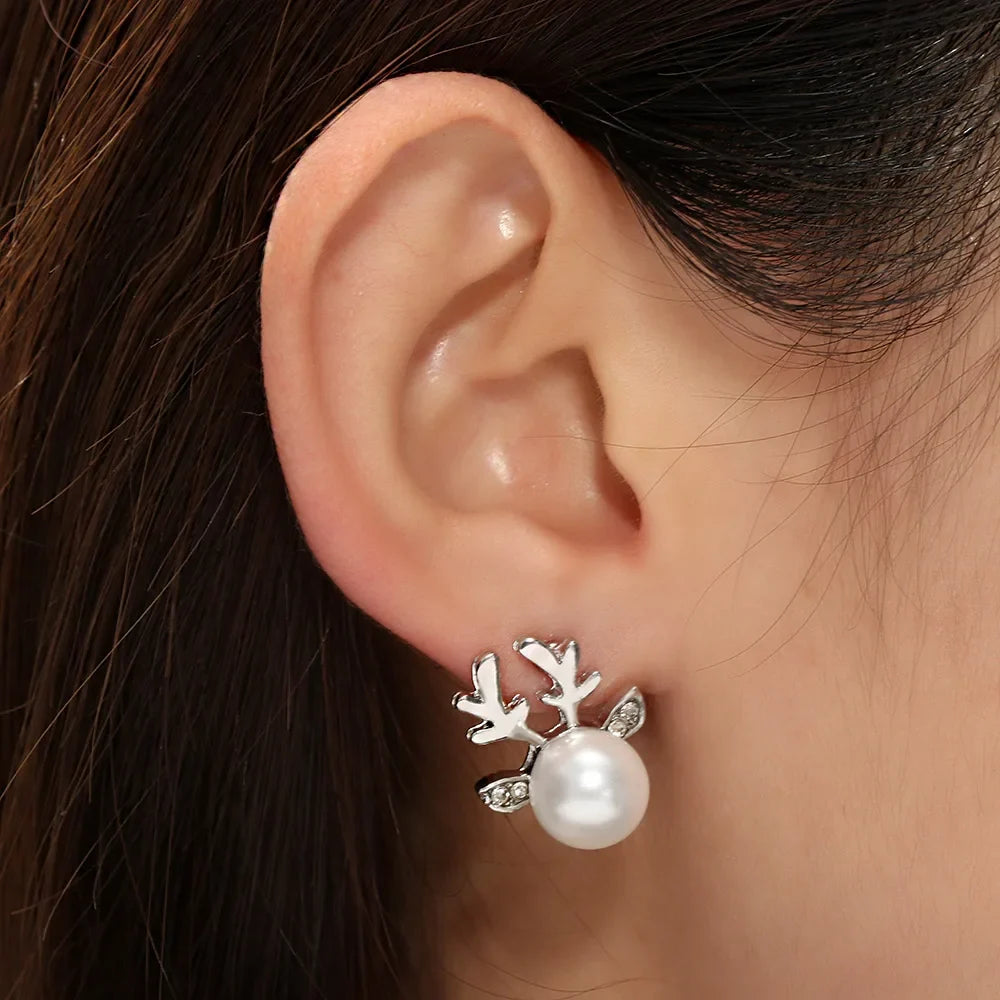Devon | Pearl Reindeer Earrings