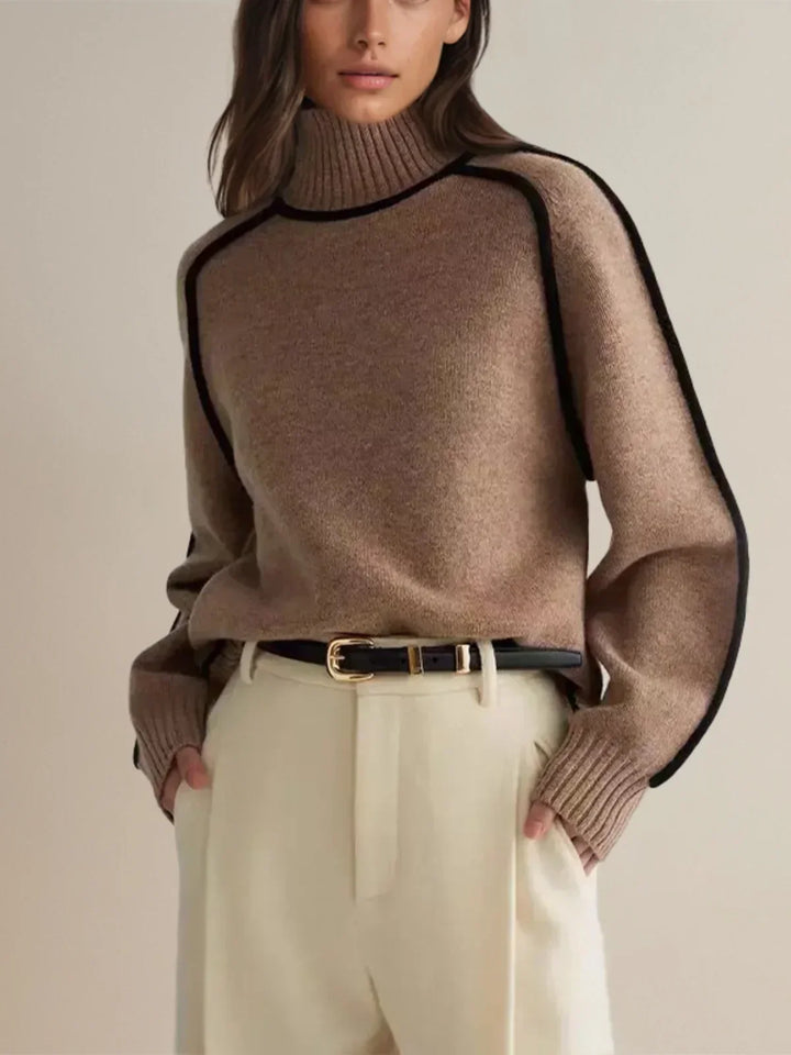 Corenne | Piped Turtleneck Sweater