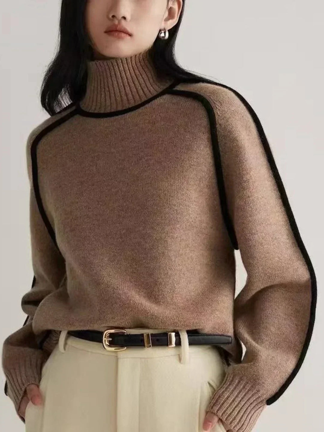 Corenne | Piped Turtleneck Sweater