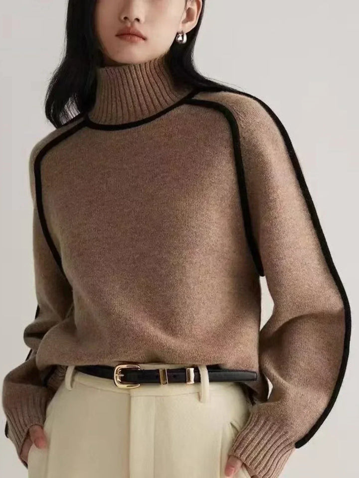 Corenne | Piped Turtleneck Sweater