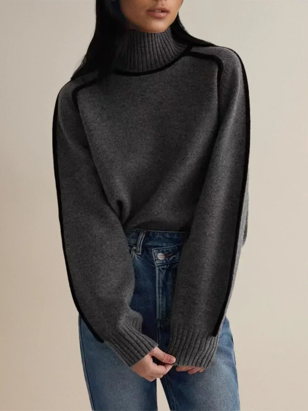 Corenne | Piped Turtleneck Sweater