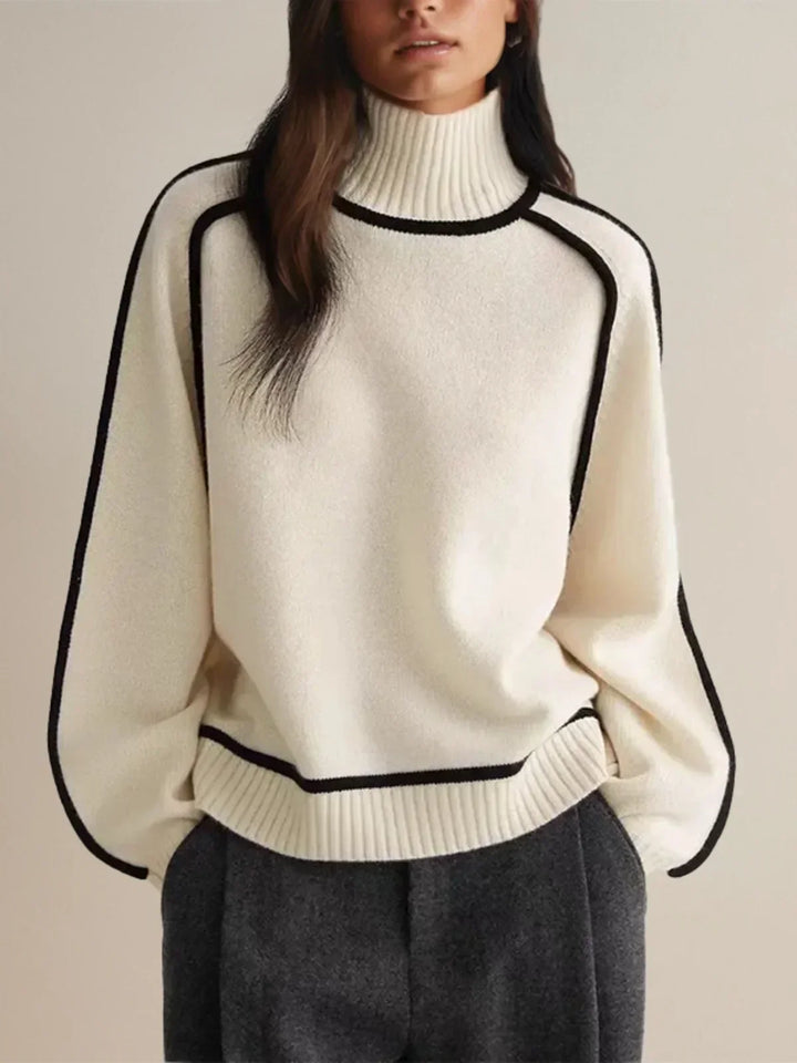 Corenne | Piped Turtleneck Sweater