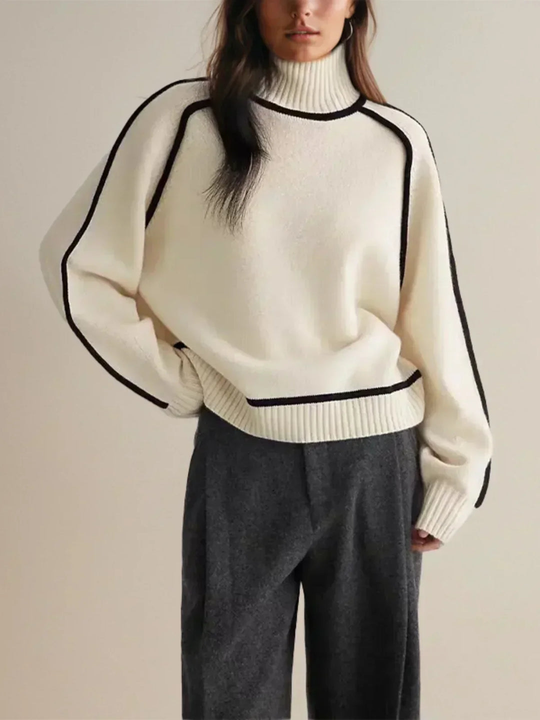 Corenne | Piped Turtleneck Sweater