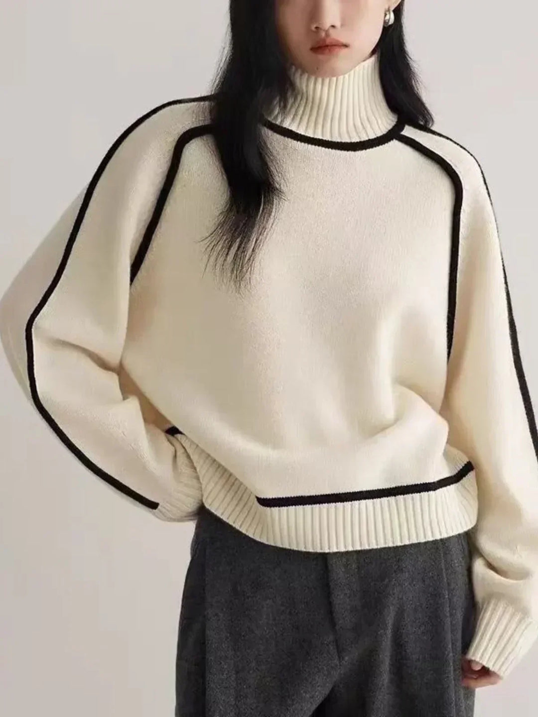 Corenne | Piped Turtleneck Sweater