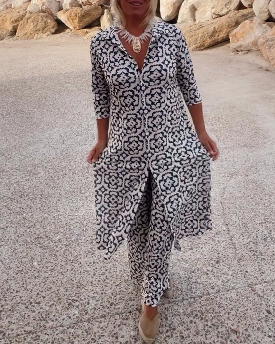 Larissa | Button-Front Printed Set