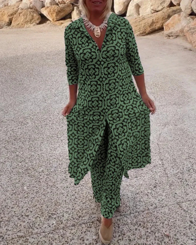 Larissa | Button-Front Printed Set