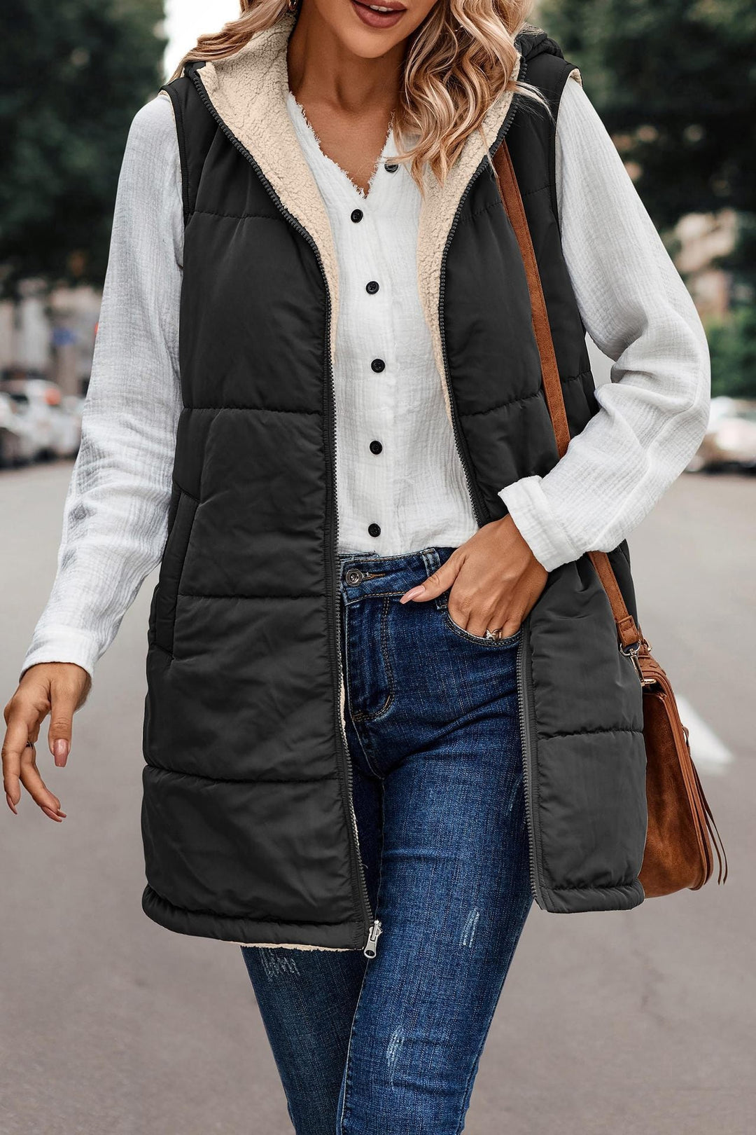 Mishelle | Reversible Warm Hooded Vest