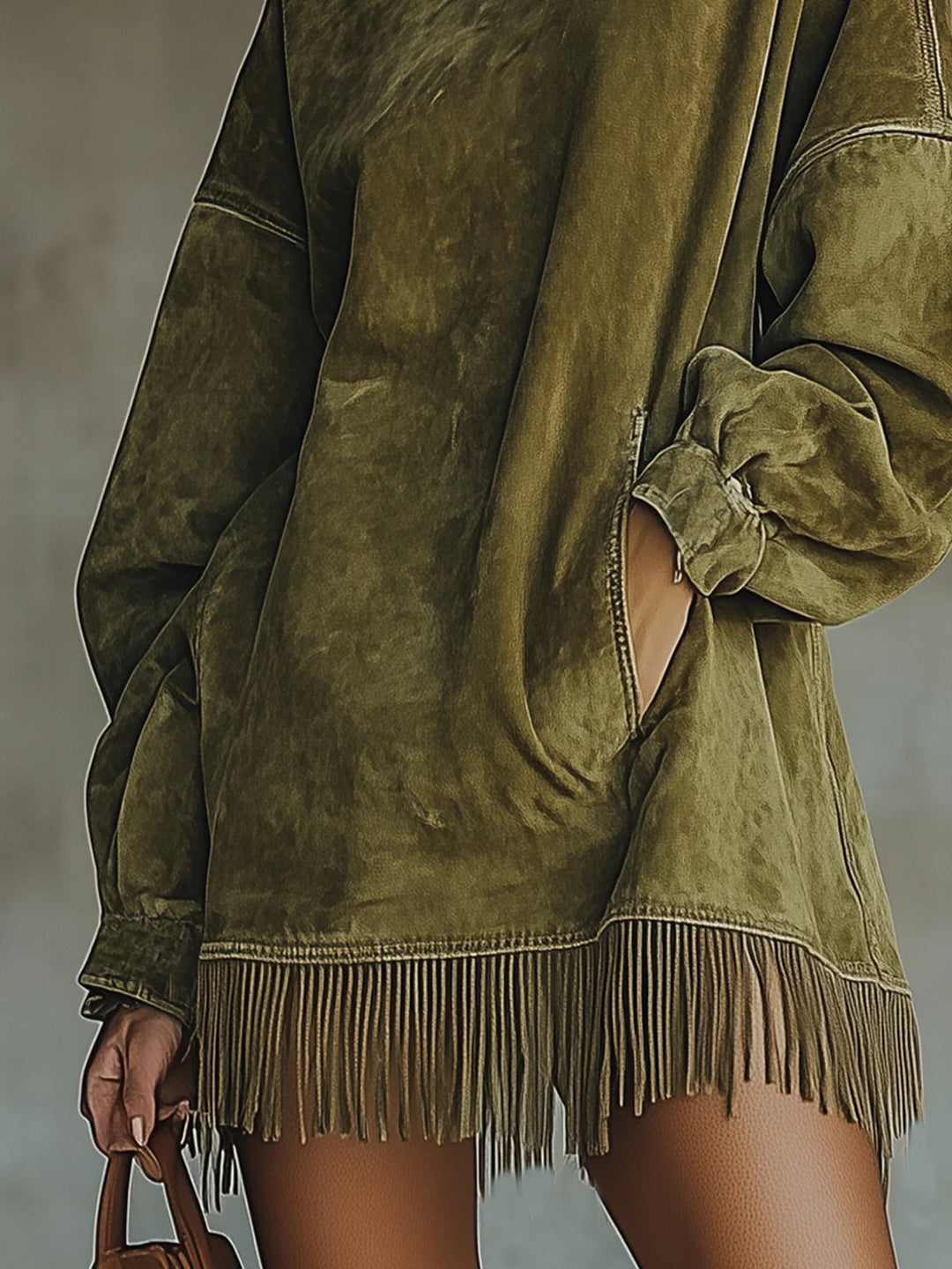 Lillie | Suede High-Neck Fringe Dress