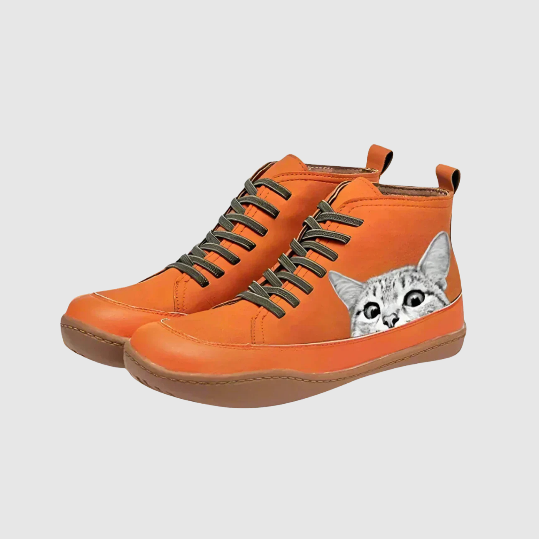 Fenna | Cat Print Leather Ankle Boots