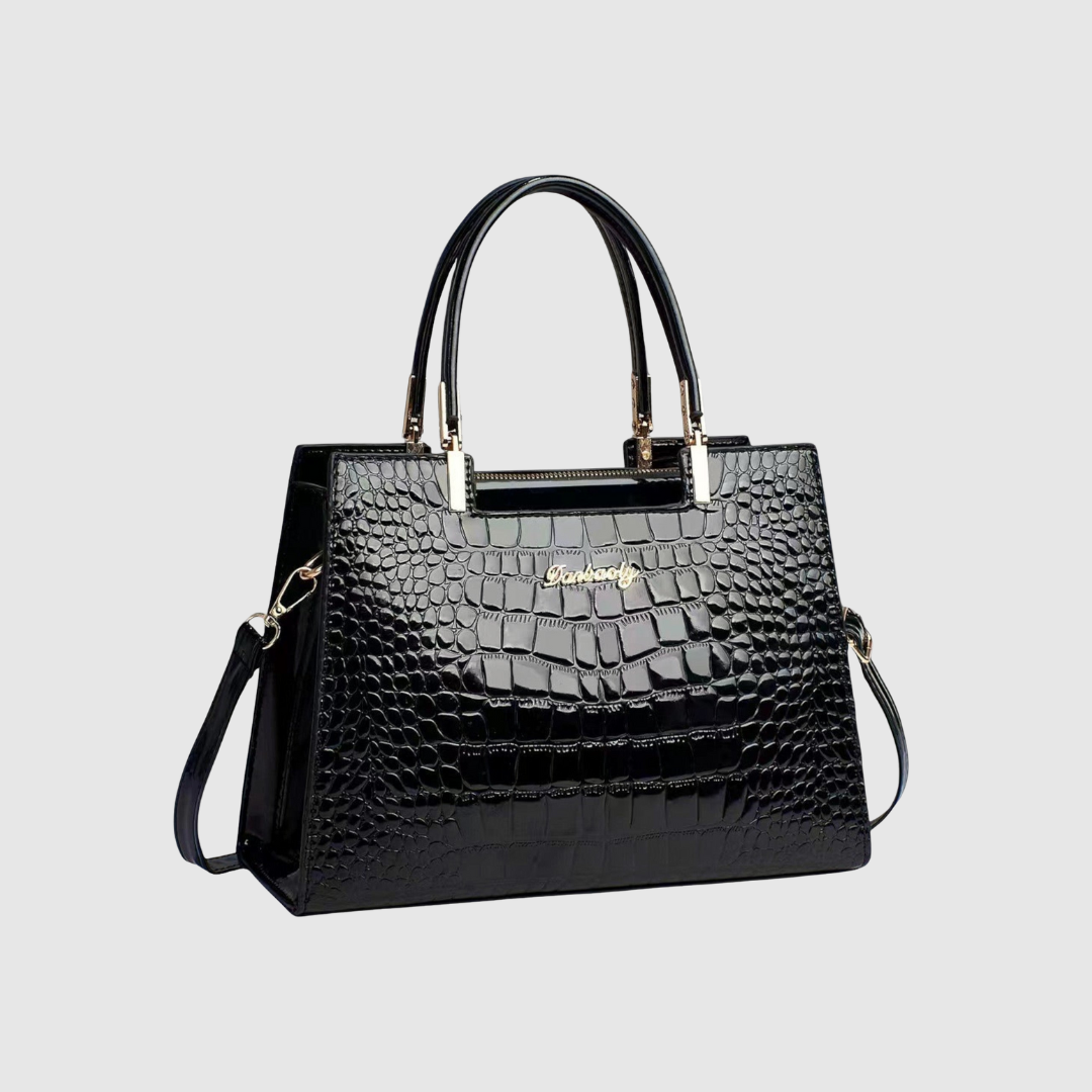 Celeste | Glossy Crocodile Pattern Handbag