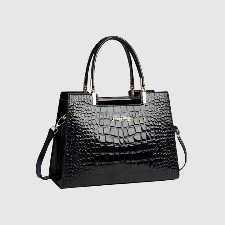 Celeste | Glossy Crocodile Pattern Handbag