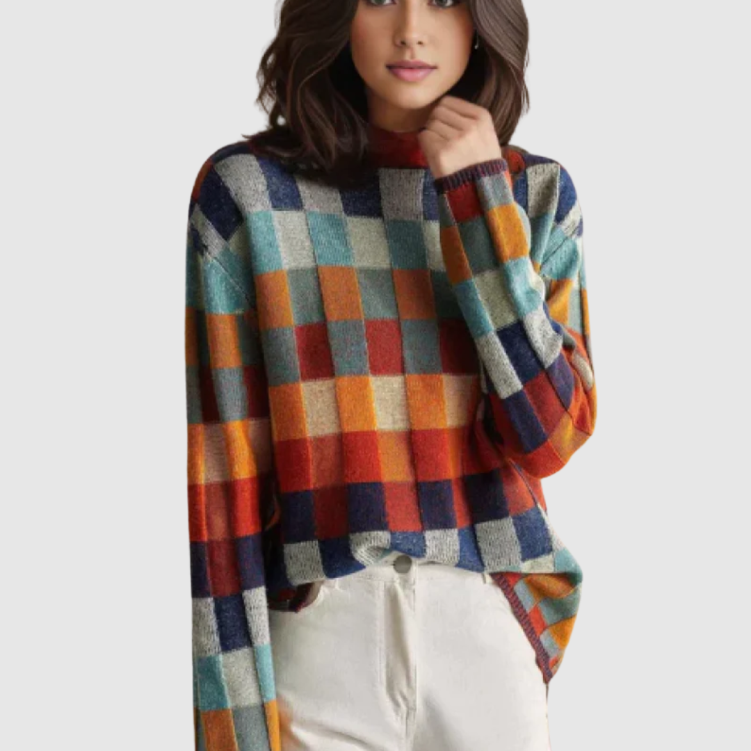 Mia | Retro-Inspired Plaid Sweater