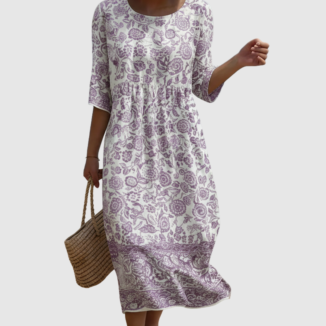 Lavender | Elegant Floral Pattern Dress