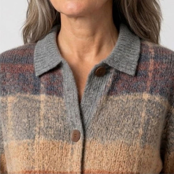 Cathy | Graduated Plaid Knit Cardigan