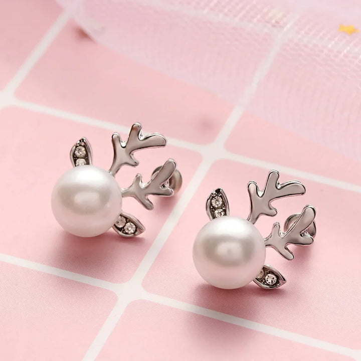 Devon | Pearl Reindeer Earrings