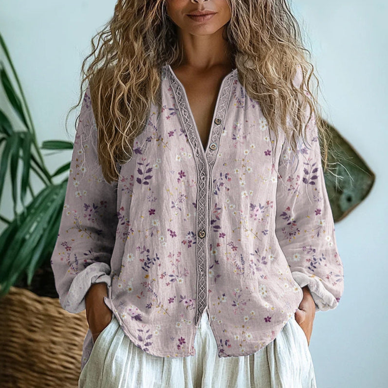 Ariana | Printed V-Neck Long Sleeve