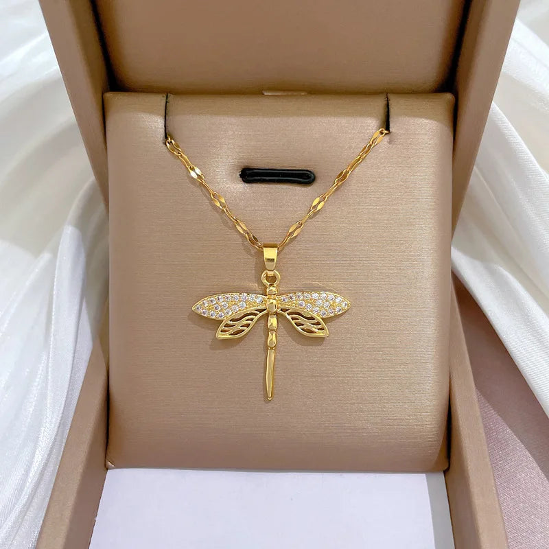 Yoanna | Crystal Dragonfly Necklace